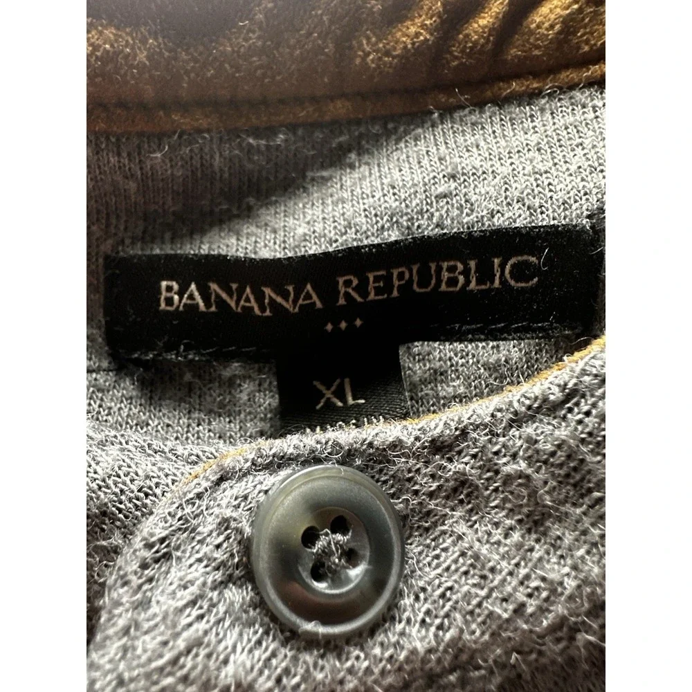 Banana‎ Republic Henley Sweater Mens XL Dark Gray Rayon Poly Blend
